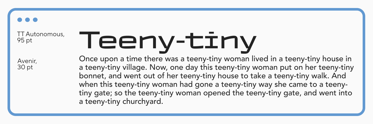 &Uuml;berschrift &mdash; TT Autonomous, Text &mdash; Avenir