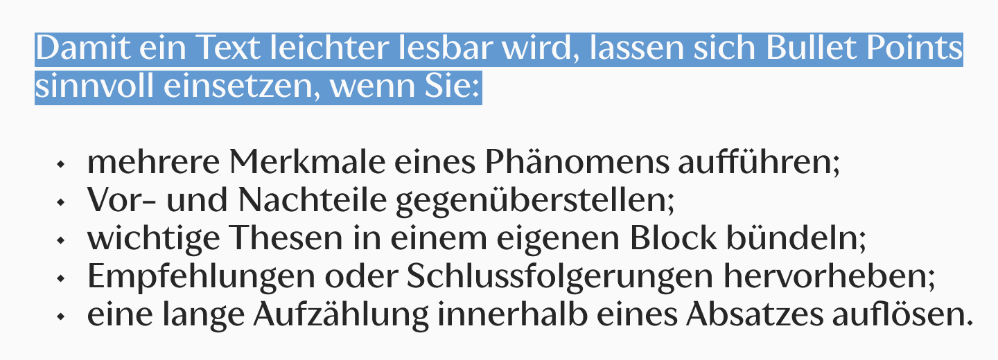 Beispiel 1. Liste in einem Artikel