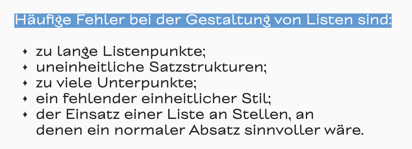 Beispiel 7. Liste mit Fehlern