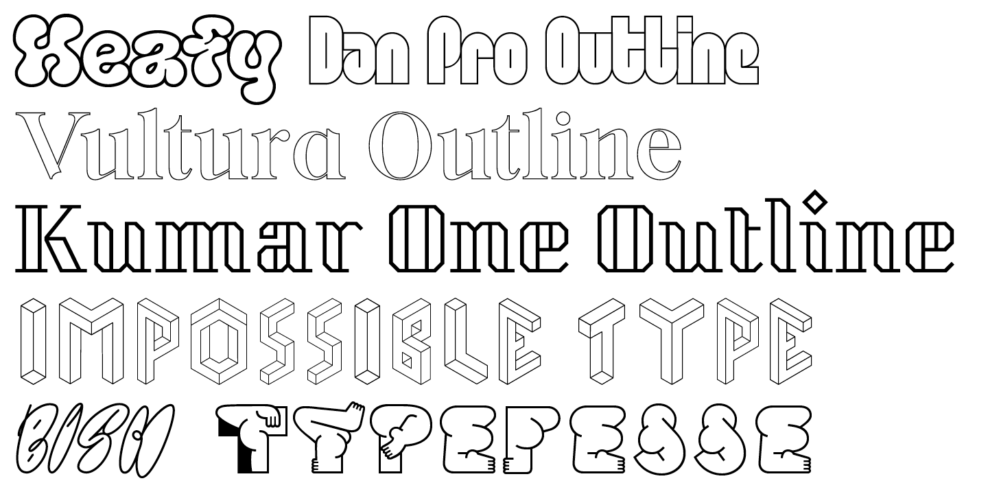 Outline typefaces for creative design made by&nbsp;other studios