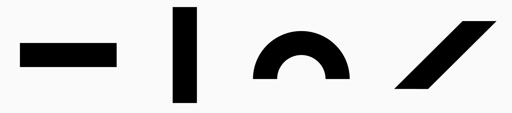 Glyph weight examples and optical compensations