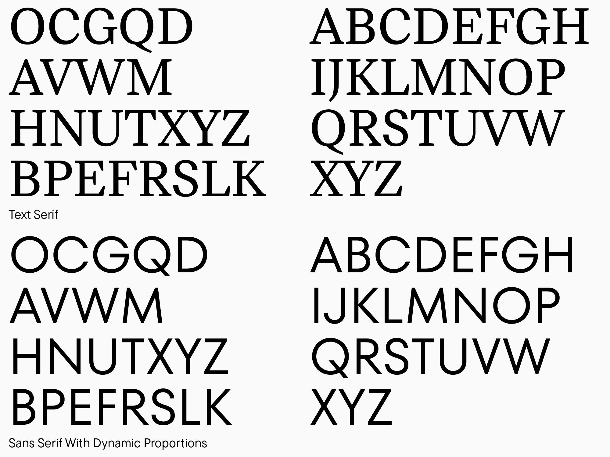 Proportions in&nbsp;serifs and sans serifs