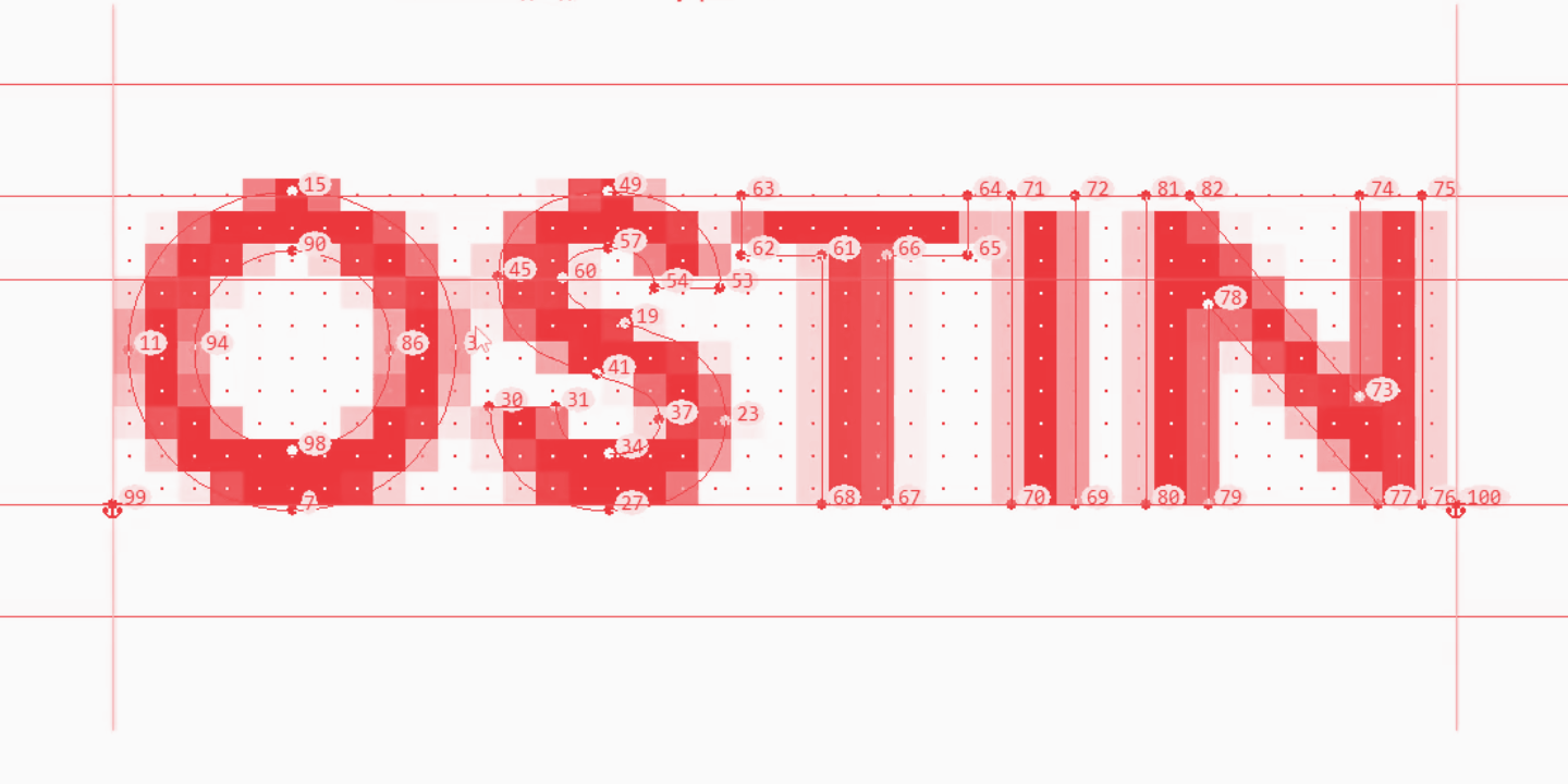 Technical work on the font