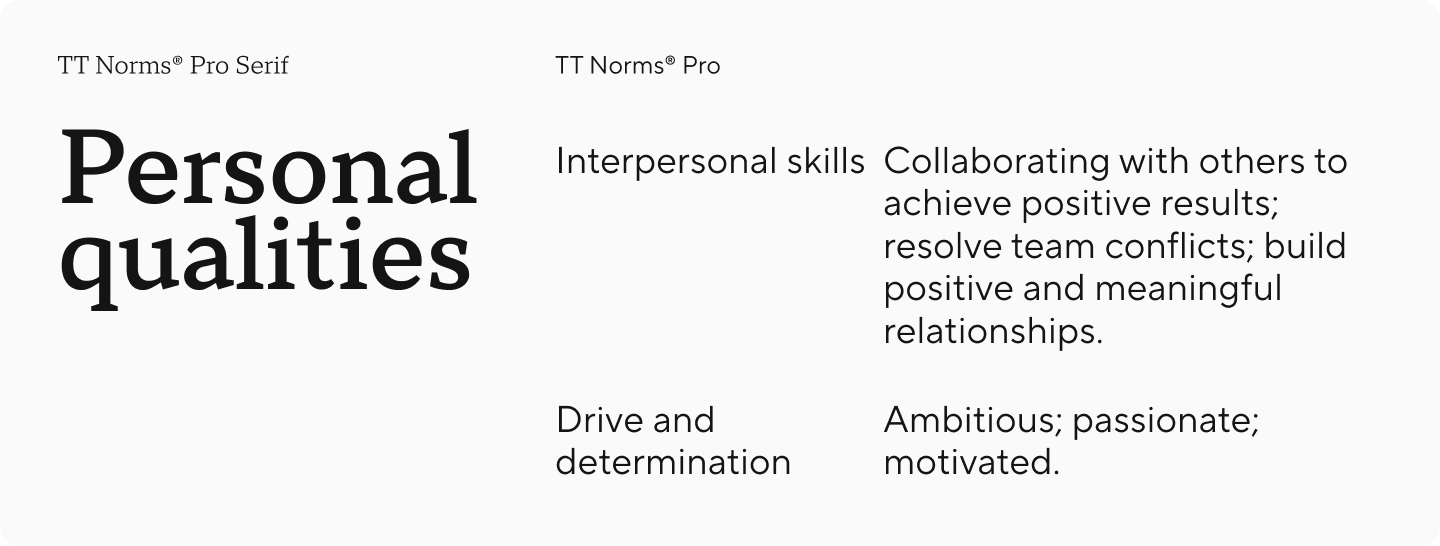 TT&nbsp;Norms&reg; Pro + TT&nbsp;Norms&reg; Pro Serif