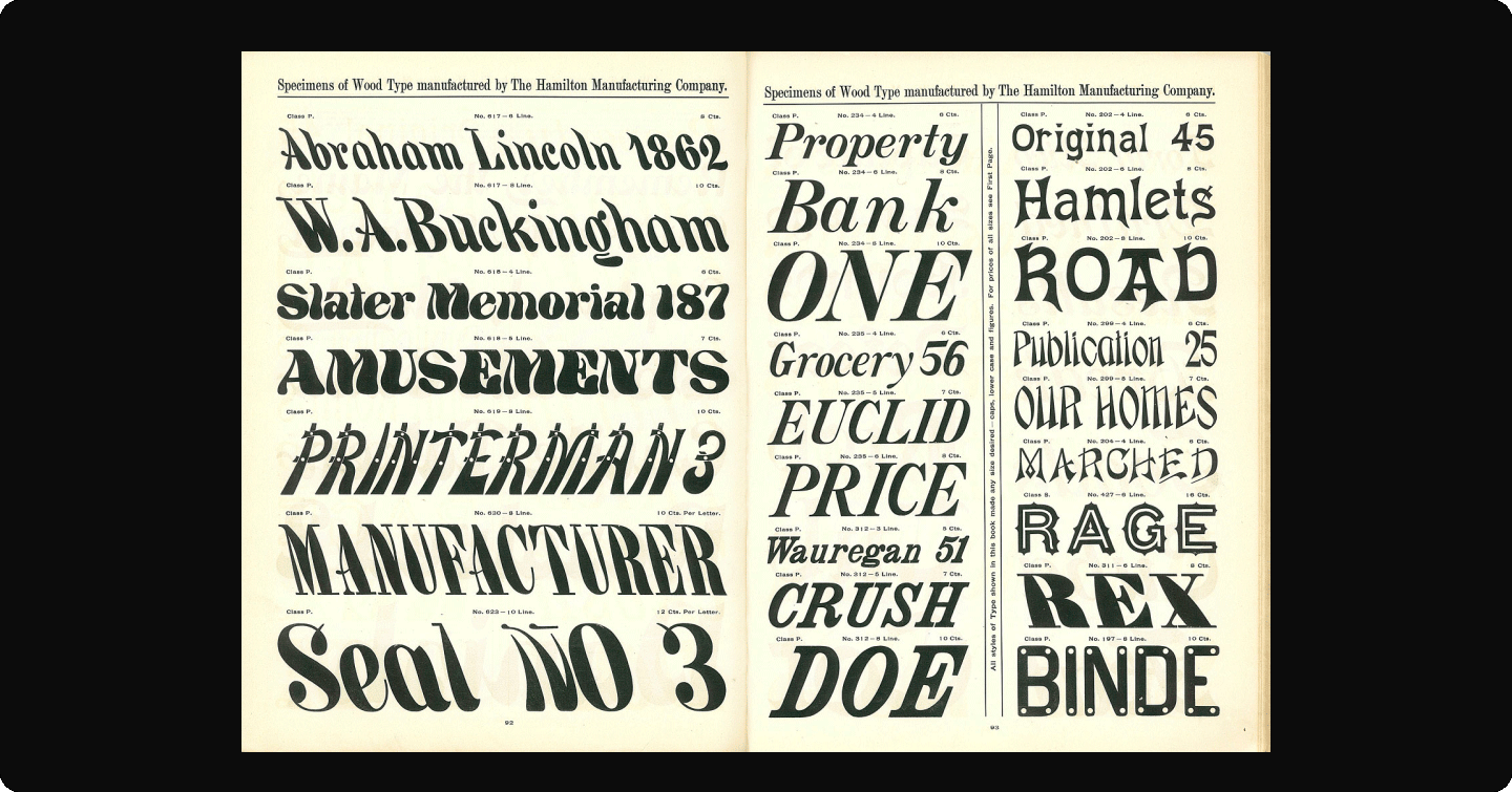 Industrial Revolution, Display Fonts for Advertising, and Wood Type