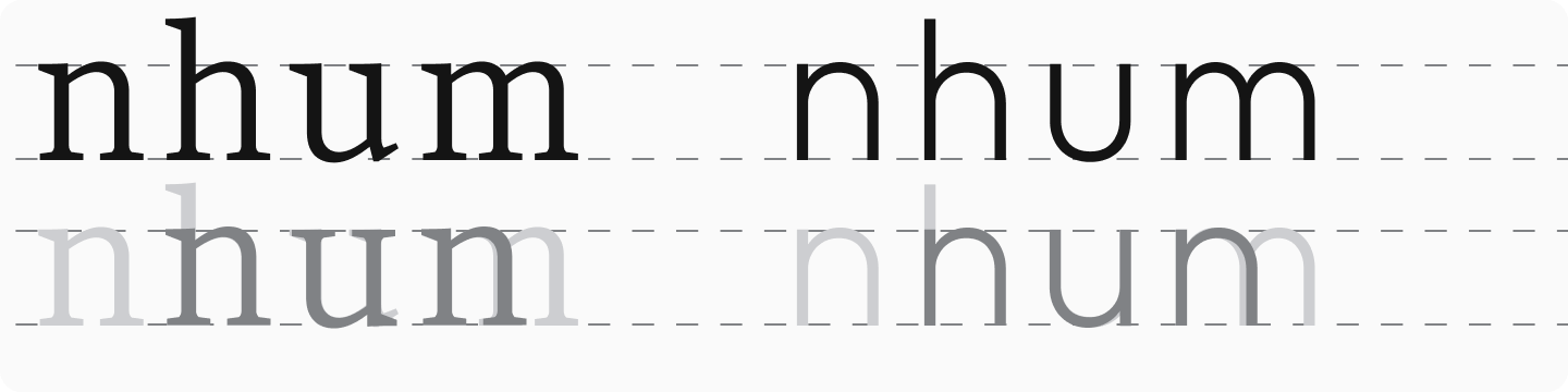 Zeichen mit B&ouml;gen: &bdquo;n&ldquo;, &bdquo;m&ldquo;, &bdquo;u&ldquo;, &bdquo;h&ldquo; und &bdquo;r&ldquo;