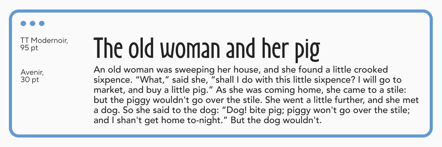 &nbsp;Headline &mdash; TT Modernoir, Text &mdash; Avenir