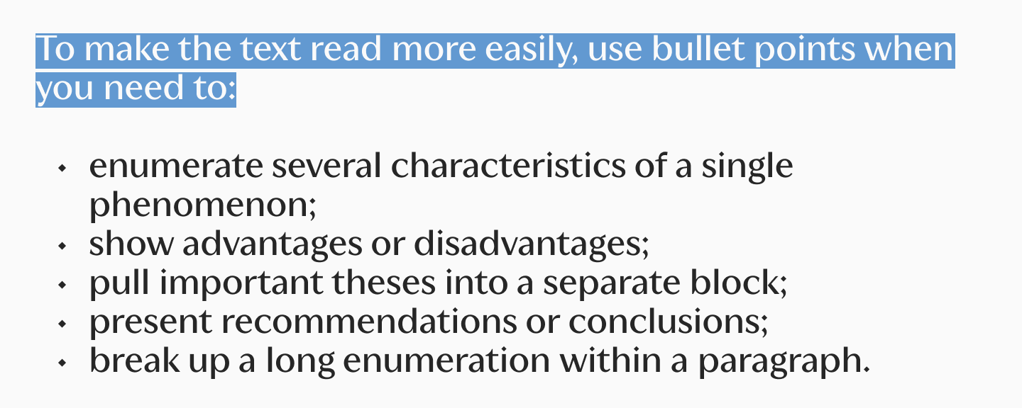 Example 1. List in an Article