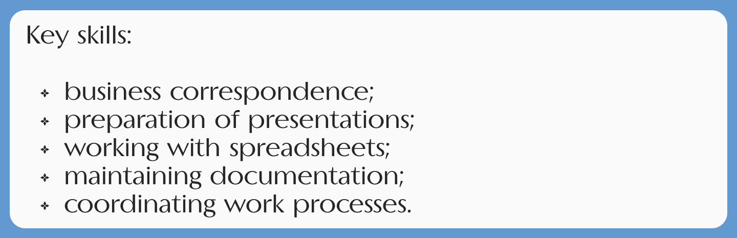 Example 5. List in a Resume