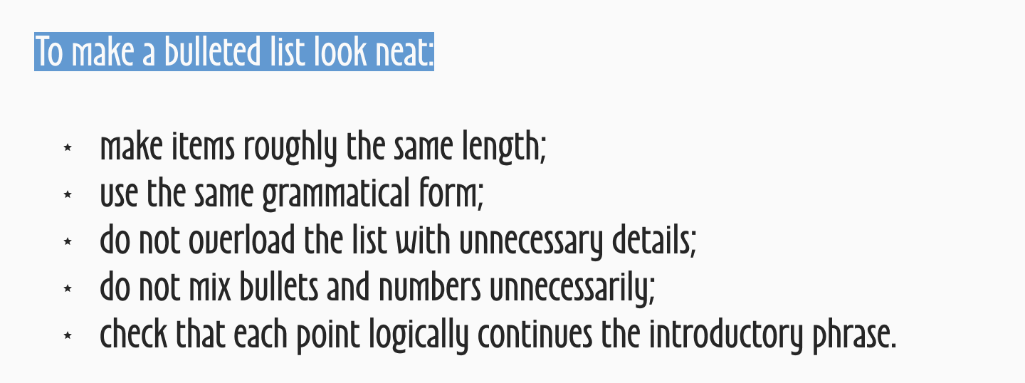 Example 6. List with Recommendations