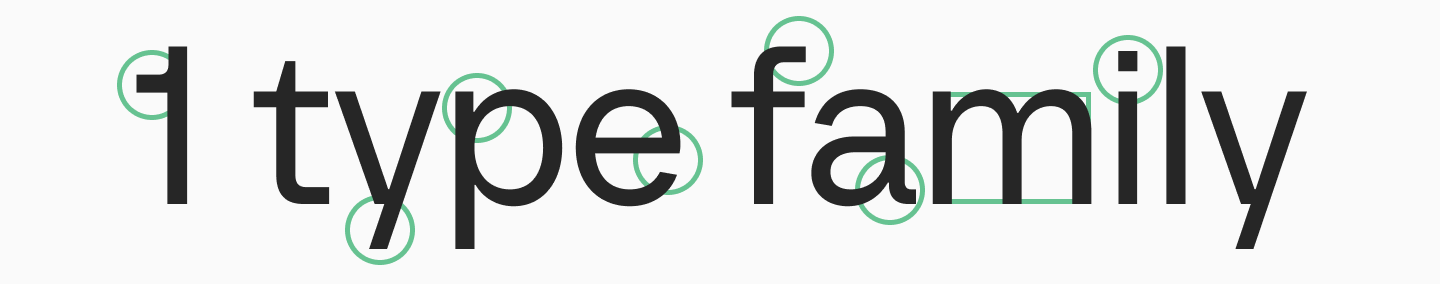 Sans serif letterforms demonstrating a different style within a type family comparison