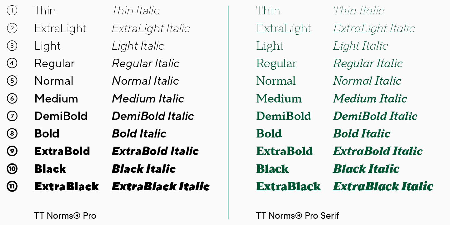 TT Norms&reg; Pro Sans Serif und TT Norms&reg; Pro Serif&nbsp;