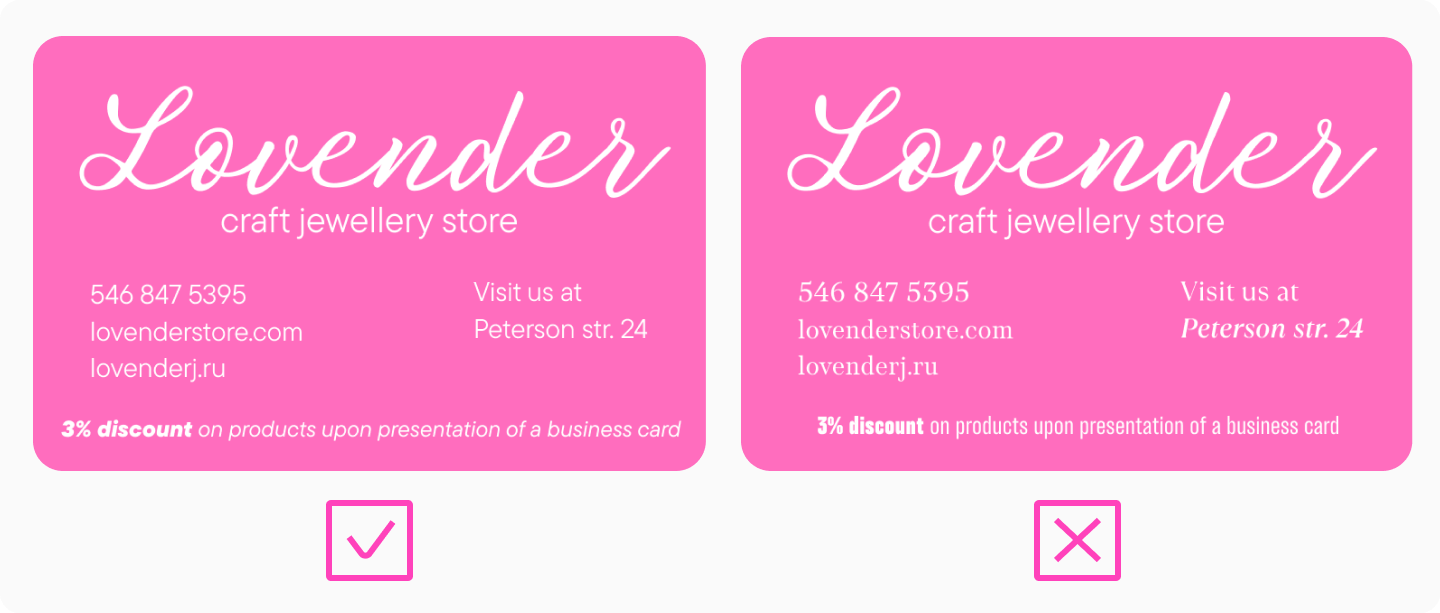 Wie kombiniert man Schriftarten auf einer Visitenkarte?